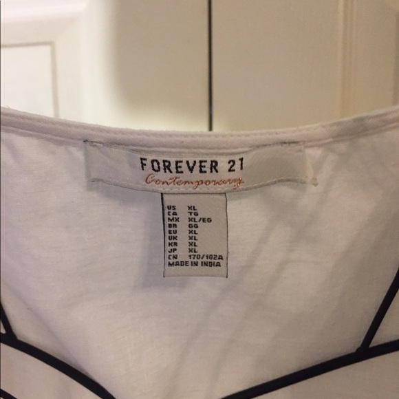 FOREVER21 White with red embroidered accent top - Picture 7 of 8